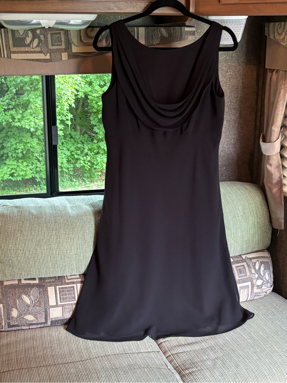 Patra Black Sleeveless Cowl Neck Midi Dress